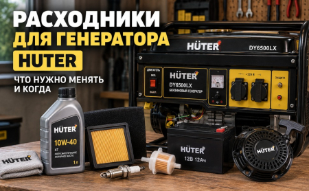 Какие расходники нужны для генератора Huter: свечи, фильтры, стартеры и аккумуляторы